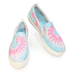 Skechers Womens Slip On Fashion Sneaker Poppy Hippy Hype Tie Dye Canvas Shoe 8.5